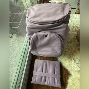 Lululemon New Parent backpack diaper bag pink lavender changing pad